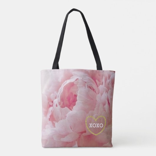 Monogram Roze Pioen Bruiloft Party Canvas tas (Achterkant)