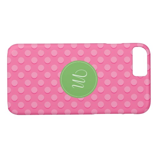 Monogram roze polaire dots Pattern iPhone Case (Achterkant (Horizontaal))