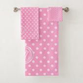 Monogram roze pols Patroon Bad Handdoek (Insitu)
