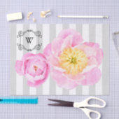 Monogram roze pony's en grijze stripes tissuepapier (Craft)