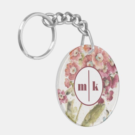 Monogram | Roze primrose Sleutelhanger (Voorkant Links)
