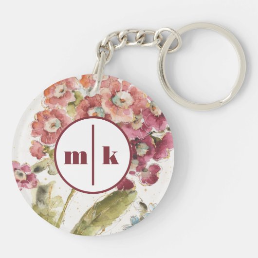 Monogram | Roze primrose Sleutelhanger (Achterkant)