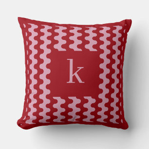 Monogram Roze Rode Krachtige Golfpatroon Kussen