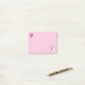 Monogram Roze Roos E Post-it® Notes (Op bureau)