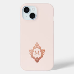 Monogram Roze Roos Gouden Crest  Elegant