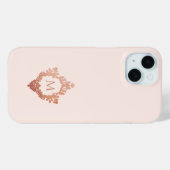 Monogram Roze Roos Gouden Crest  Elegant Case-Mate iPhone Case (Achterkant (horizontaal))