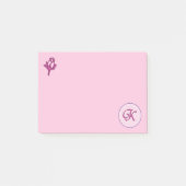 Monogram Roze Roos K Post-it® Notes (Voorkant)