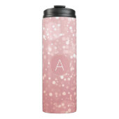 Monogram Roze Rose Goud Confetti Sparkle Bokeh Thermosbeker (Voorkant)