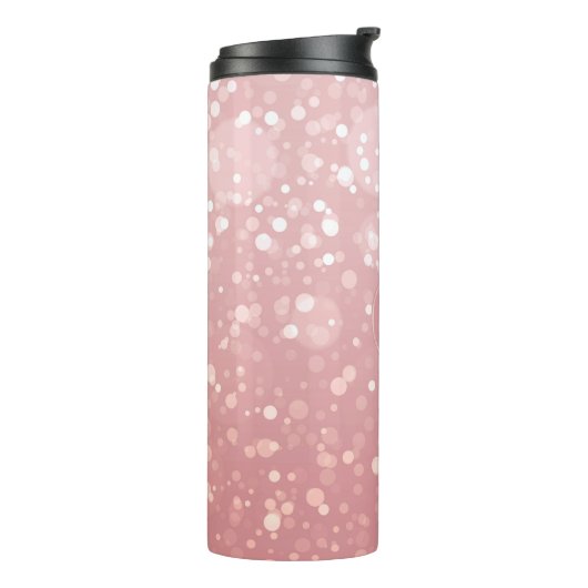 Monogram Roze Rose Goud Confetti Sparkle Bokeh Thermosbeker (Gedraaid links)