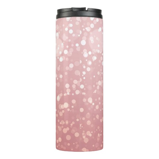 Monogram Roze Rose Goud Confetti Sparkle Bokeh Thermosbeker (Achterkant)