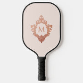 Monogram Roze Rose Goud Elegante  Crest Pickleball Paddle (Voorkant)