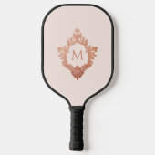 Monogram Roze Rose Goud Elegante  Crest Pickleball Paddle (Achterkant)