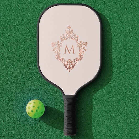 Monogram Roze Rose Goud Elegante  Crest Pickleball Paddle