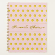 Monogram roze roze goudnaam Polka Dot Planner