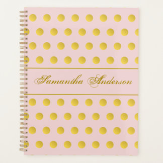 Monogram roze roze goudnaam Polka Dot Planner