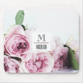 monogram roze roze initiaal met rand muismat (Voorkant)