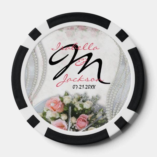 Monogram roze roze weddenschap poker chips (Achterkant)