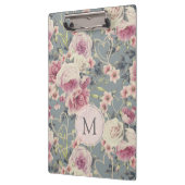 Monogram roze rozen en parelharten klembord (Links)