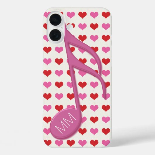 Monogram Roze Semi Quaver Liefde Harten Muziek Case-Mate iPhone Case (Achterkant)