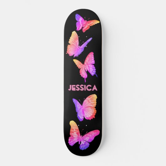 Monogram roze stekelstaartje skateboard (Voorkant)