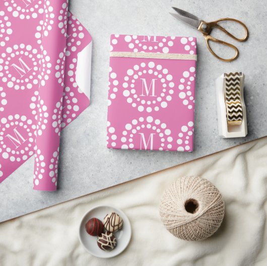 Monogram Roze - Stippen Inpakpapier (Crafts)