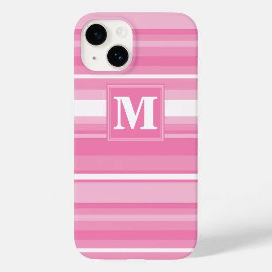 Monogram roze strepen Case-Mate iPhone case (Achterkant)