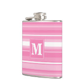 Monogram roze strepen heupfles (Links)
