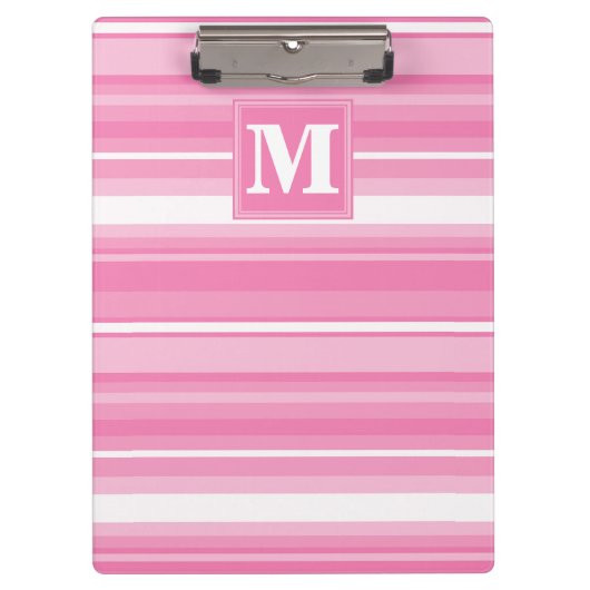 Monogram roze strepen klembord (Voorkant)