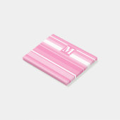 Monogram roze strepen post-it® notes (Schuin)