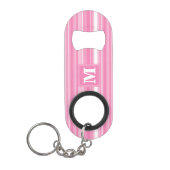 Monogram roze strepen sleutelhanger flessenopener (Voorkant)