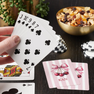 Monogram Roze Strik lint Kersen Coquette Esthetiek Pokerkaarten