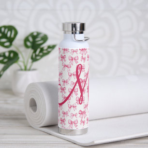 Monogram Roze Strikje Coquette Esthetiek Preppy Tr Waterfles