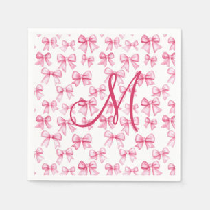 Monogram Roze Strikje Coquette Esthetische Baby Sh Servet