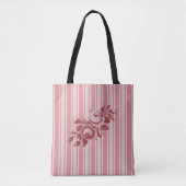 Monogram roze stripes Rozen Draagtas (Voorkant)