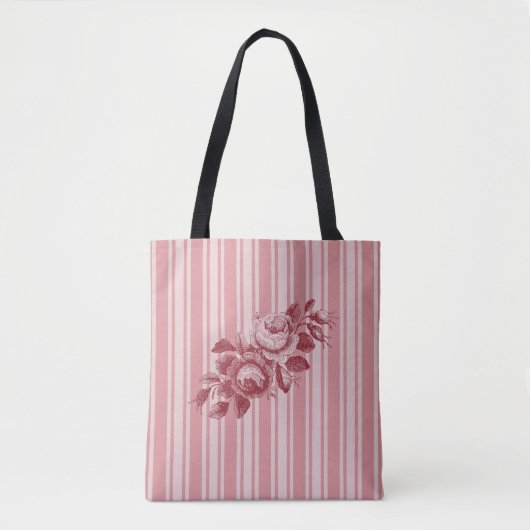 Monogram roze stripes Rozen Draagtas (Voorkant)