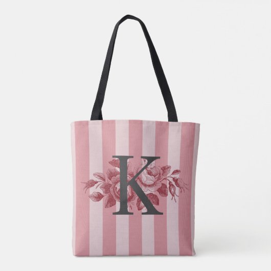 Monogram roze stripes Rozen Draagtas (Achterkant)