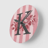 Monogram roze stripes Rozen Ronde Klok (Hoek)