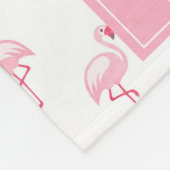 Monogram Roze Tropisch Flamingo patroon op Wit Fleece Deken (Hoek)