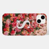Monogram roze Tulip Flower iPhone Case (Achterkant (horizontaal))