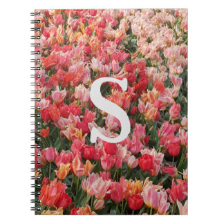 Monogram Roze Tulp Bloem iPhone Hoesje Notitieboek