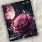 Monogram roze vlinder notitieboek