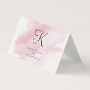 Monogram Roze Voor Haar Watercolor Wash Vouw Tent Visitekaartjes