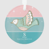 Monogram roze vredesduif ornament (achterkant)