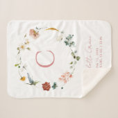 Monogram Roze Waterverf Bloemen Meisje Geboorte St Sherpa Deken (Voorkant (horizontaal))