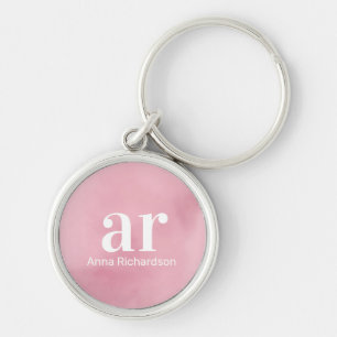 Monogram roze waterverf Elegant minimalist Sleutelhanger