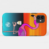 Monogram Roze Wijn drinkende Flamingo Case-Mate iPhone Case (Achterkant (horizontaal))