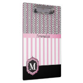 Monogram roze, wit en zwart klembord (Rechts)
