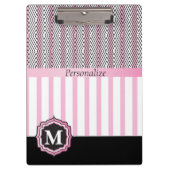 Monogram roze, wit en zwart klembord (Voorkant)