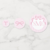 Monogram Roze & Witte Boog, Baby shower Confetti (Voorkanten)