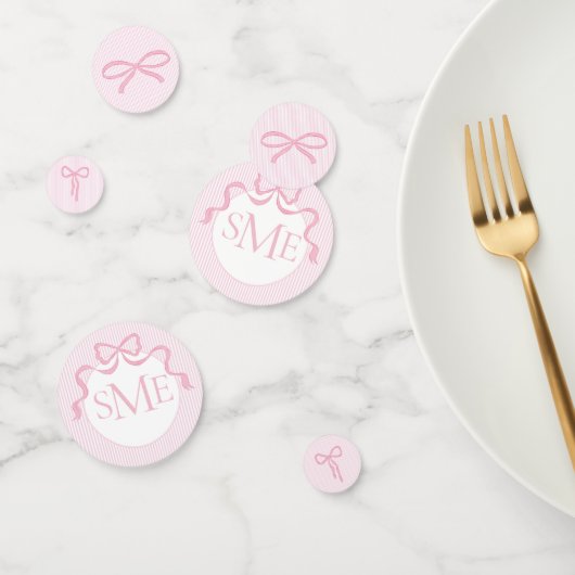 Monogram Roze & Witte Boog, Baby shower Confetti (Groep)